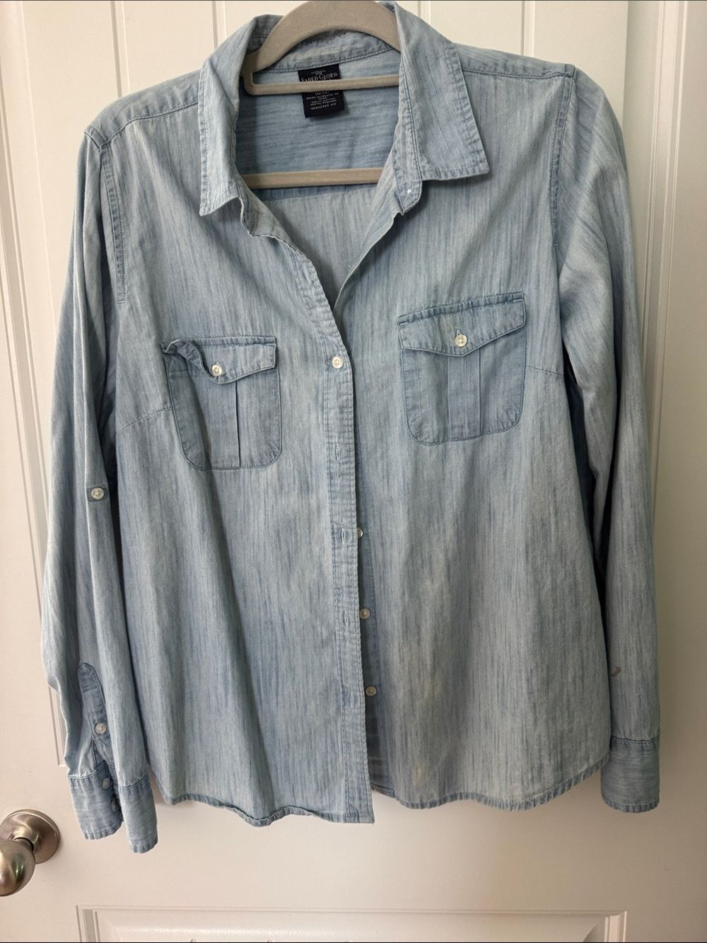 Faded Glory Light Blue Denim Button-Up Shirt